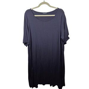 Eileen Fisher Dress Womans 3X Blue Jersey Short Sleeve Scoop Neck Flowy Vacation